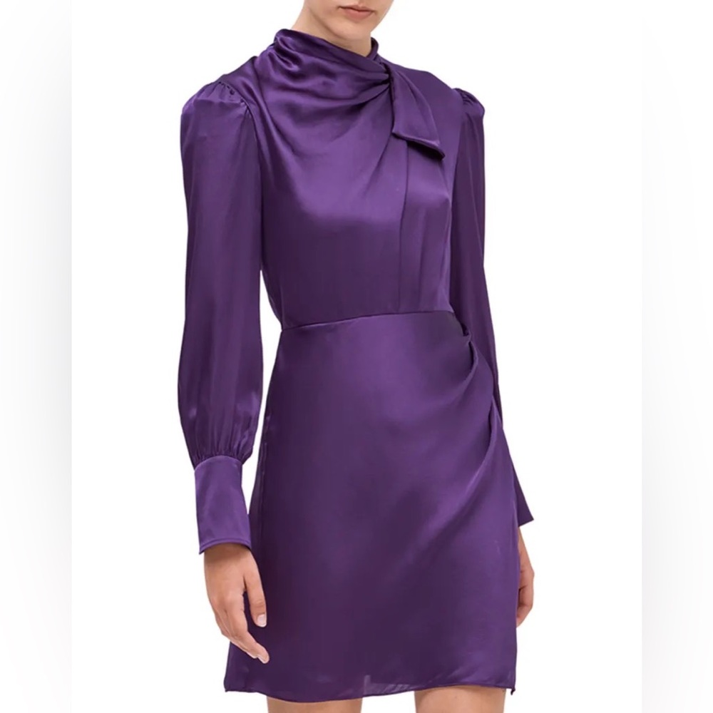 Kate Spade purple draped neck silk dress